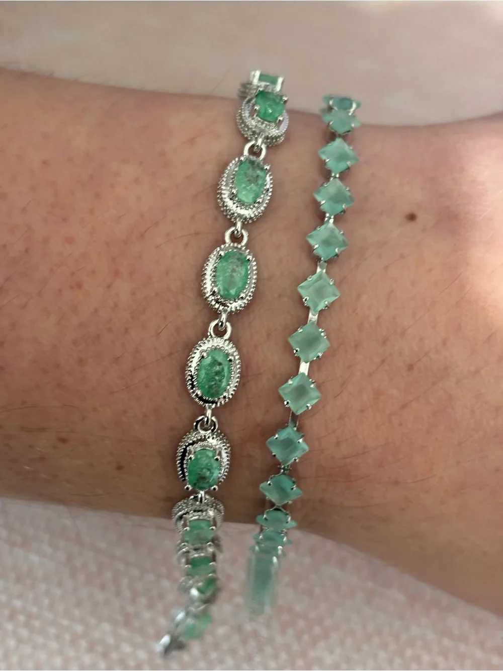 Mint Green Gemstone Bracelet Set - Women Jewelry